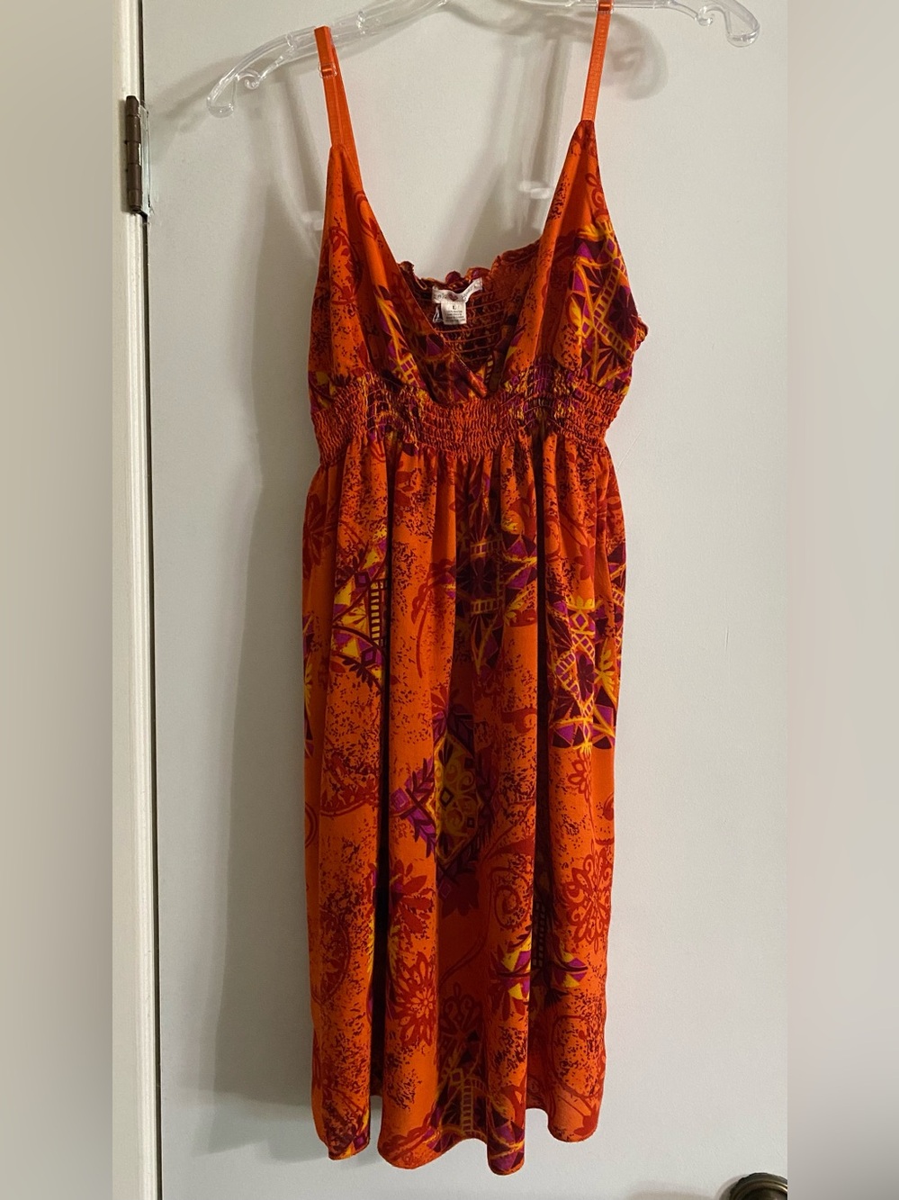 Derek Heart Orange Printed Spaghetti Strap Sundress